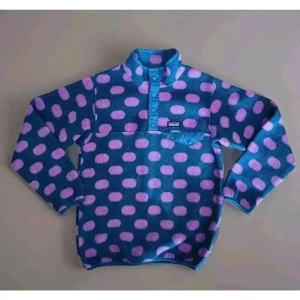 PATAGONIA Synchilla Snap T fleece/Pop dots Underwater blue Purple Girls L(12) A1